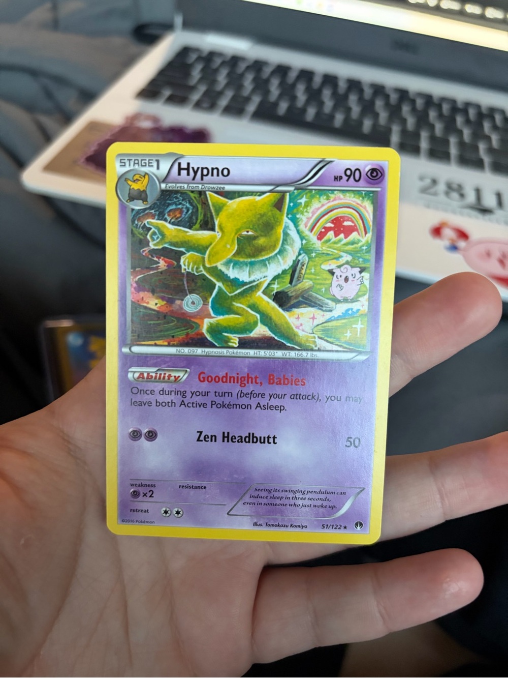 Hypno Trading Card - Yellow Border, Psychic Card